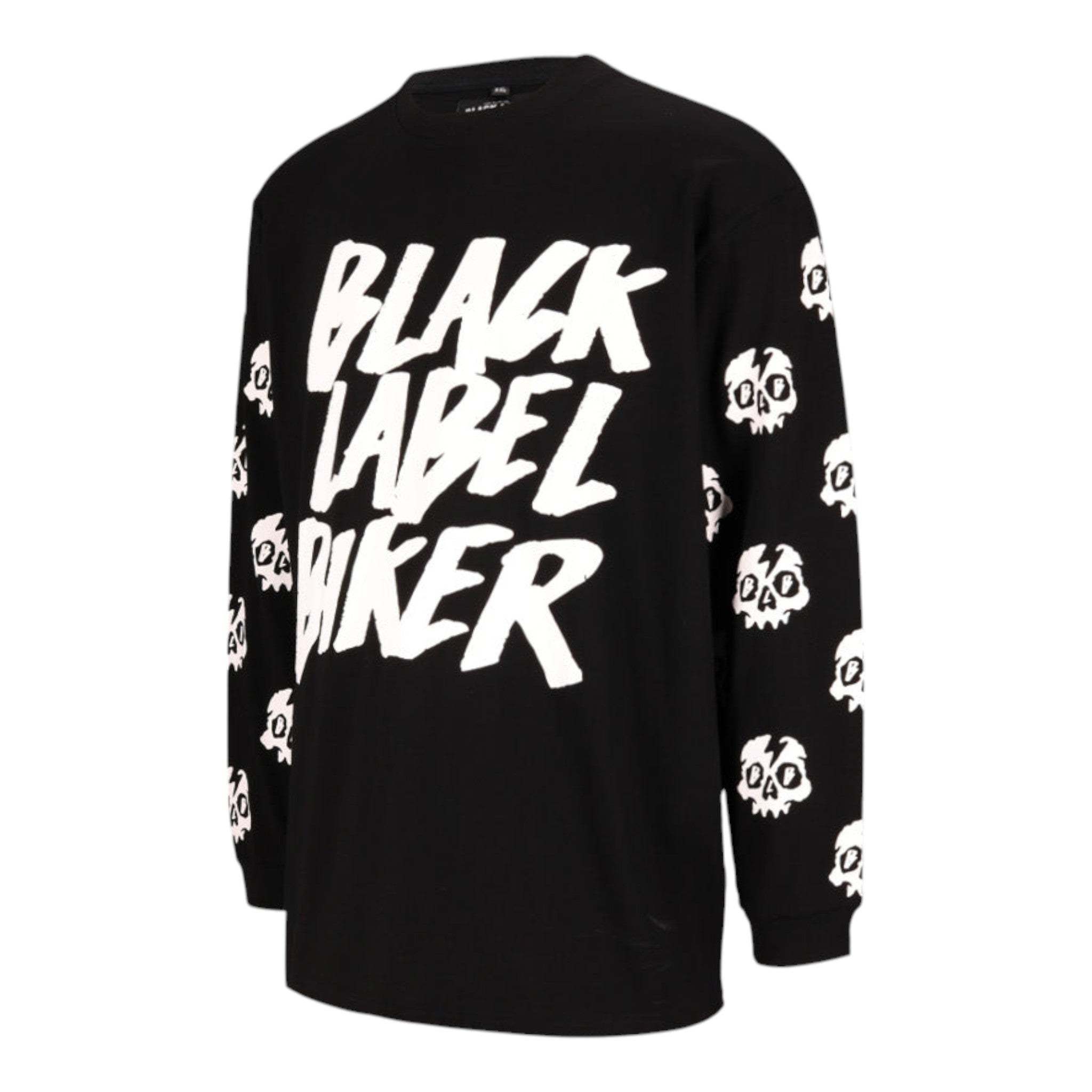 Black Label Biker Skulls Long Sleeve Tee – Black
