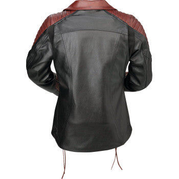 Z1R Women's Combiner Leather Jacket Black / Red