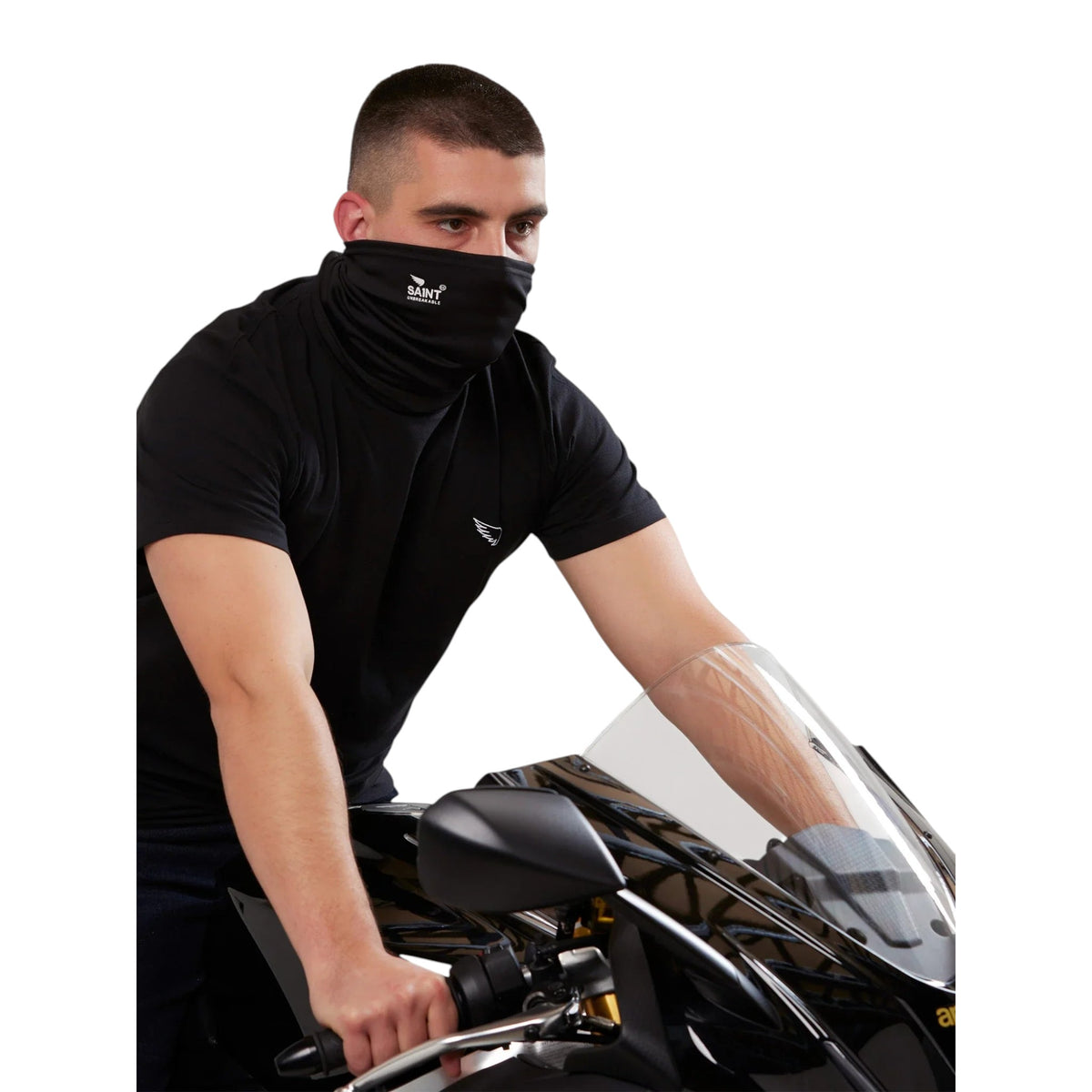 SA1NT Neck Gaiter With Filter - Black — vista 3