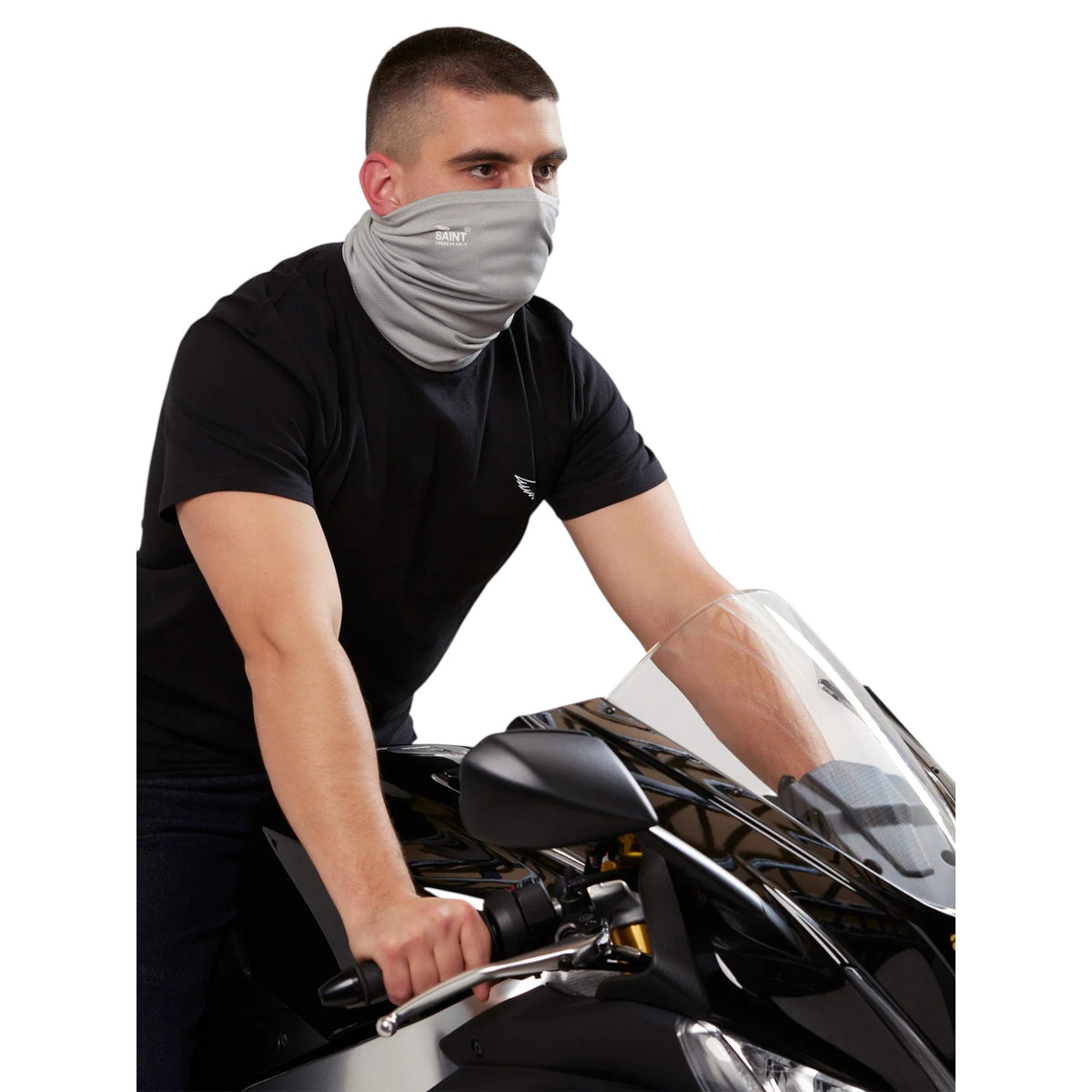 SA1NT Neck Gaiter With Filter - Light Grey — vista 3