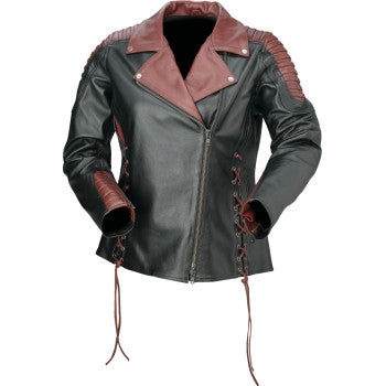 Z1R Women's Combiner Leather Jacket Black / Red