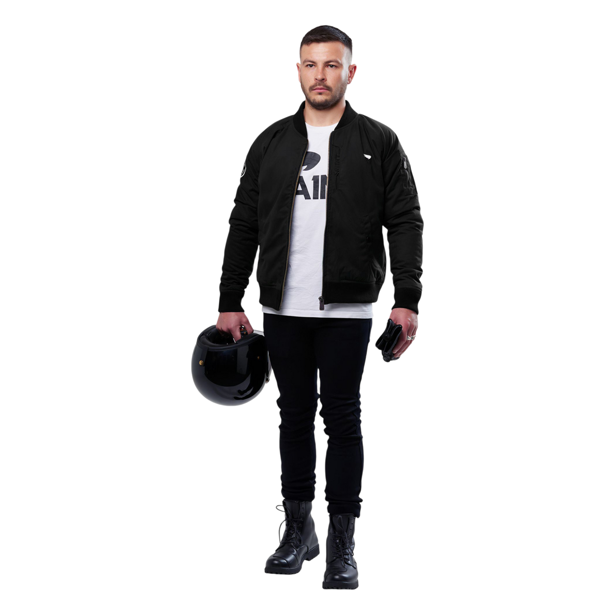 SA1NT Armoured Bomber Jacket - Black — vista 4