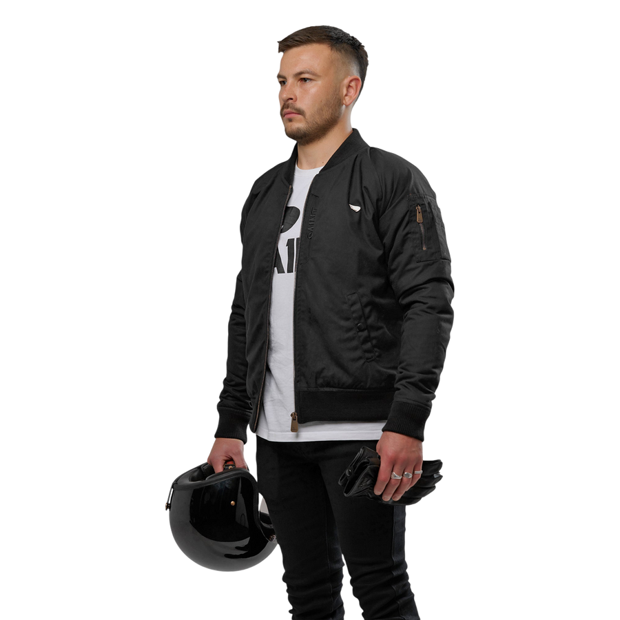 SA1NT Armoured Bomber Jacket - Black — vista 1