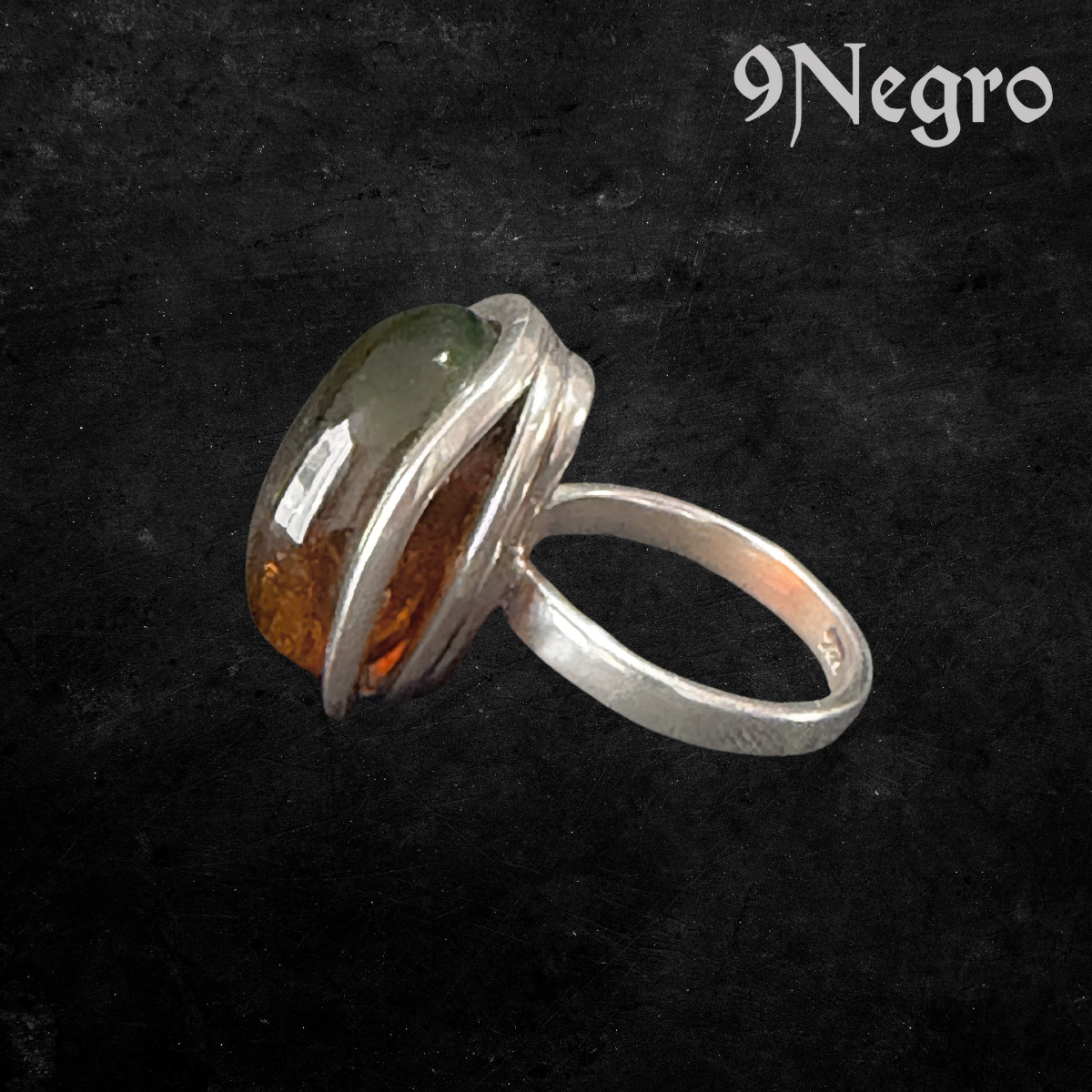 934 - Anillo de Plata y Ambar | 9 Negro — vista 2
