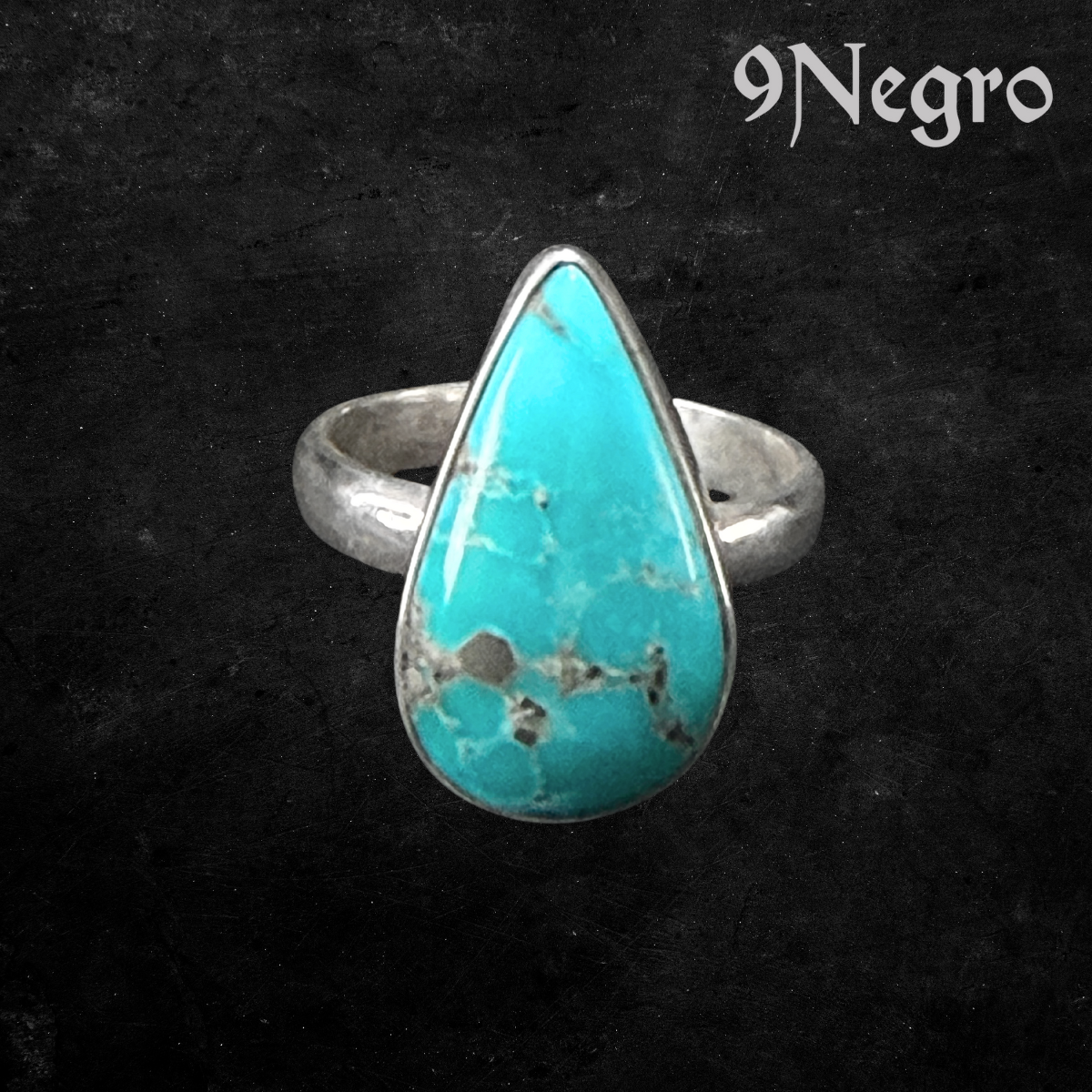 939 - Anillo de Plata y Turquesa | 9 Negro