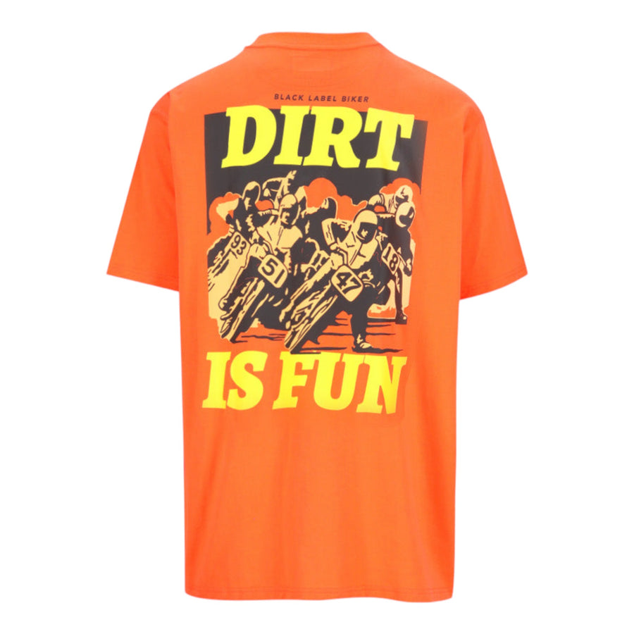 Black Label Biker Dirt T-Shirt – Orange — vista 1