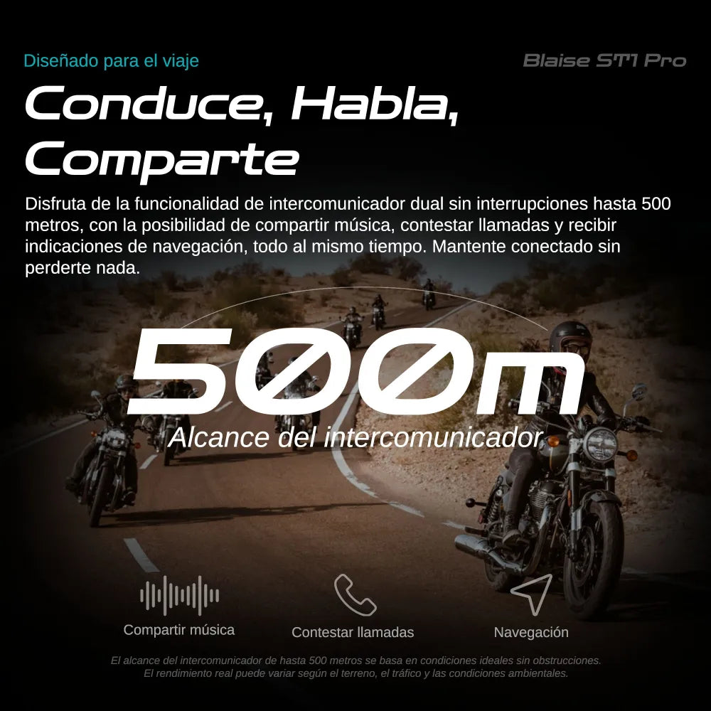 Blaise ST1 Pro Duo Pack - Intercomunicadores Bluetooth 6.0