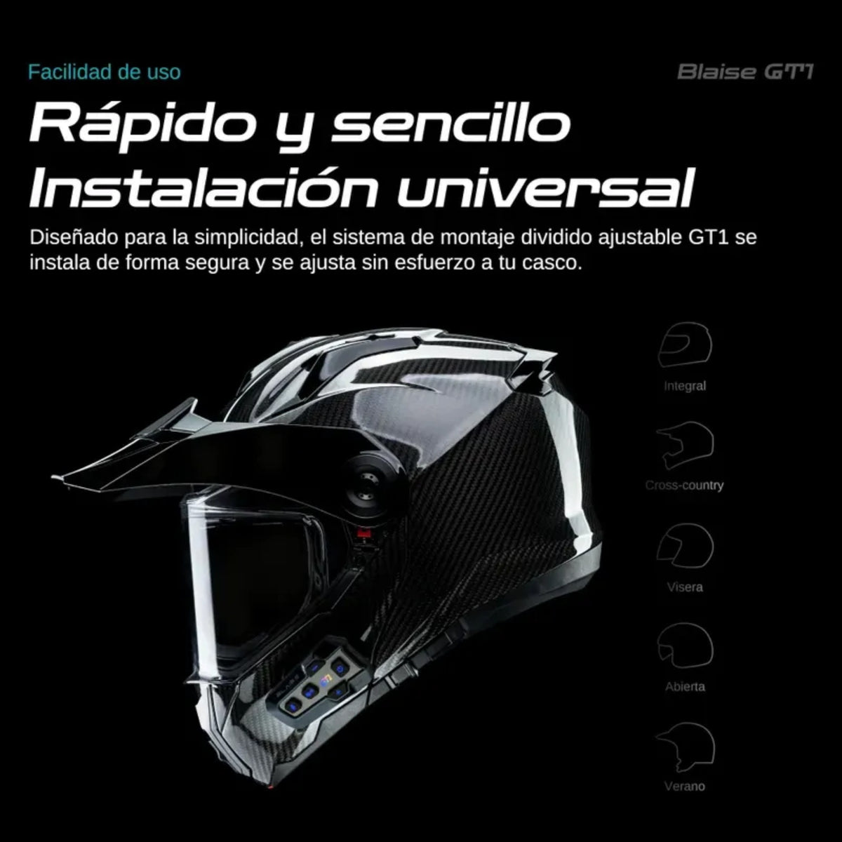 Blaise GT1 Black – Intercomunicador Bluetooth 6.0 para Motocicleta
