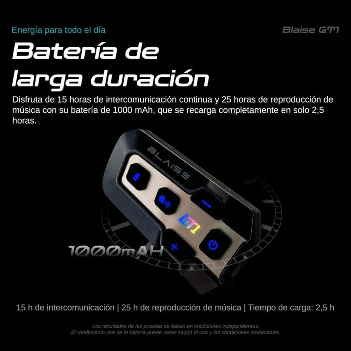 Blaise GT1 Black – Intercomunicador Bluetooth 6.0 para Motocicleta