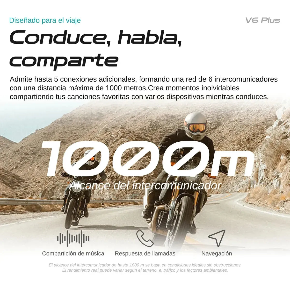 Blaise V6 Plus – Intercomunicador Bluetooth para 6 Motociclistas