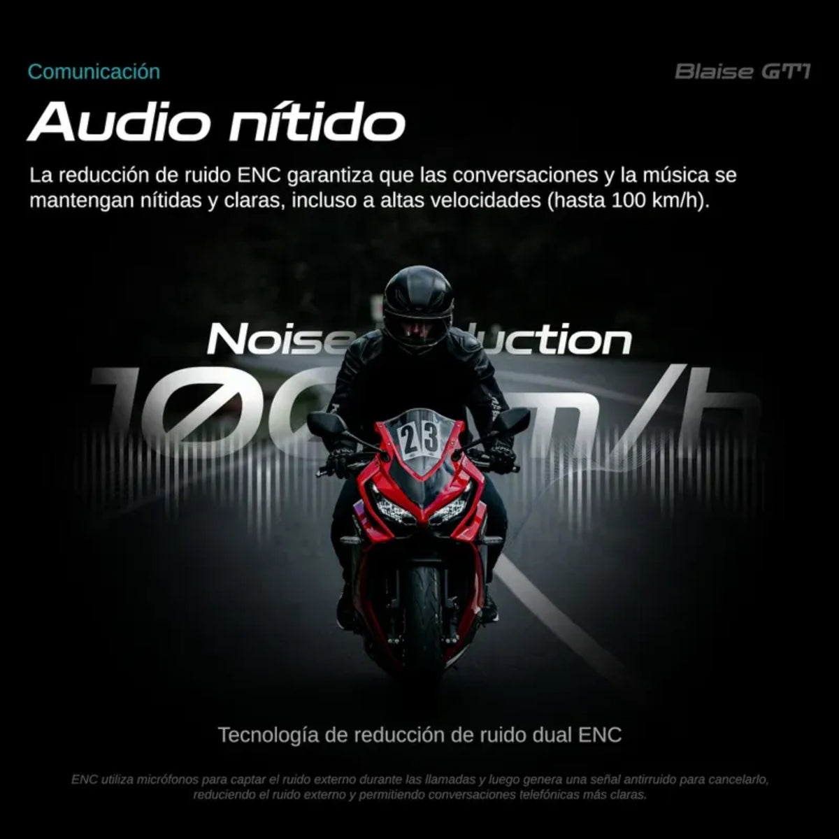 Blaise GT1 Black – Intercomunicador Bluetooth 6.0 para Motocicleta