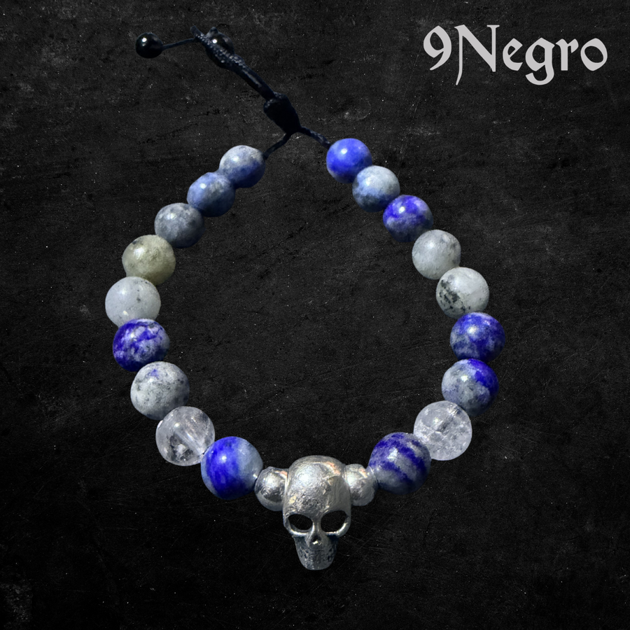12 - Pulsera de Plata .925 y Piedra Natural | 9 Negro
