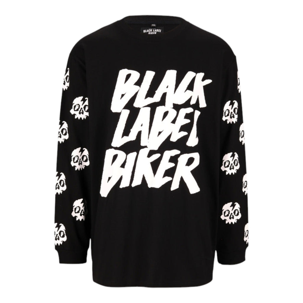 Black Label Biker Skulls Long Sleeve Tee – Black