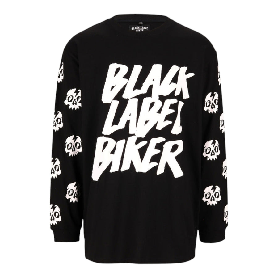 Black Label Biker Skulls Long Sleeve Tee – Black — vista 1