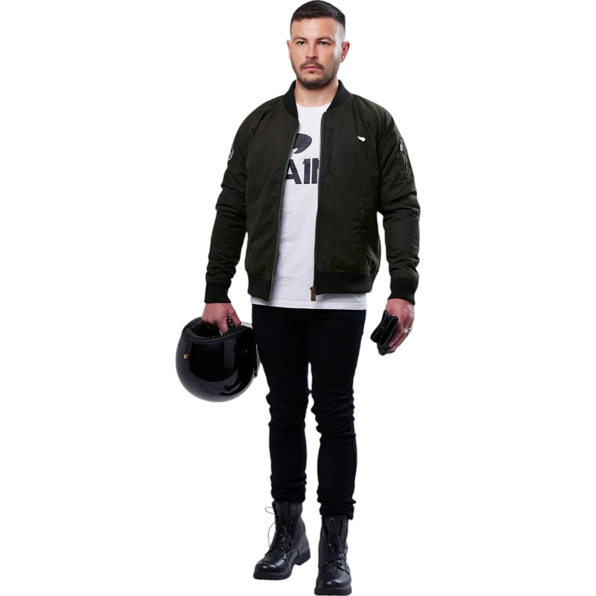 SA1NT Armoured Bomber Jacket - Olive — vista 3