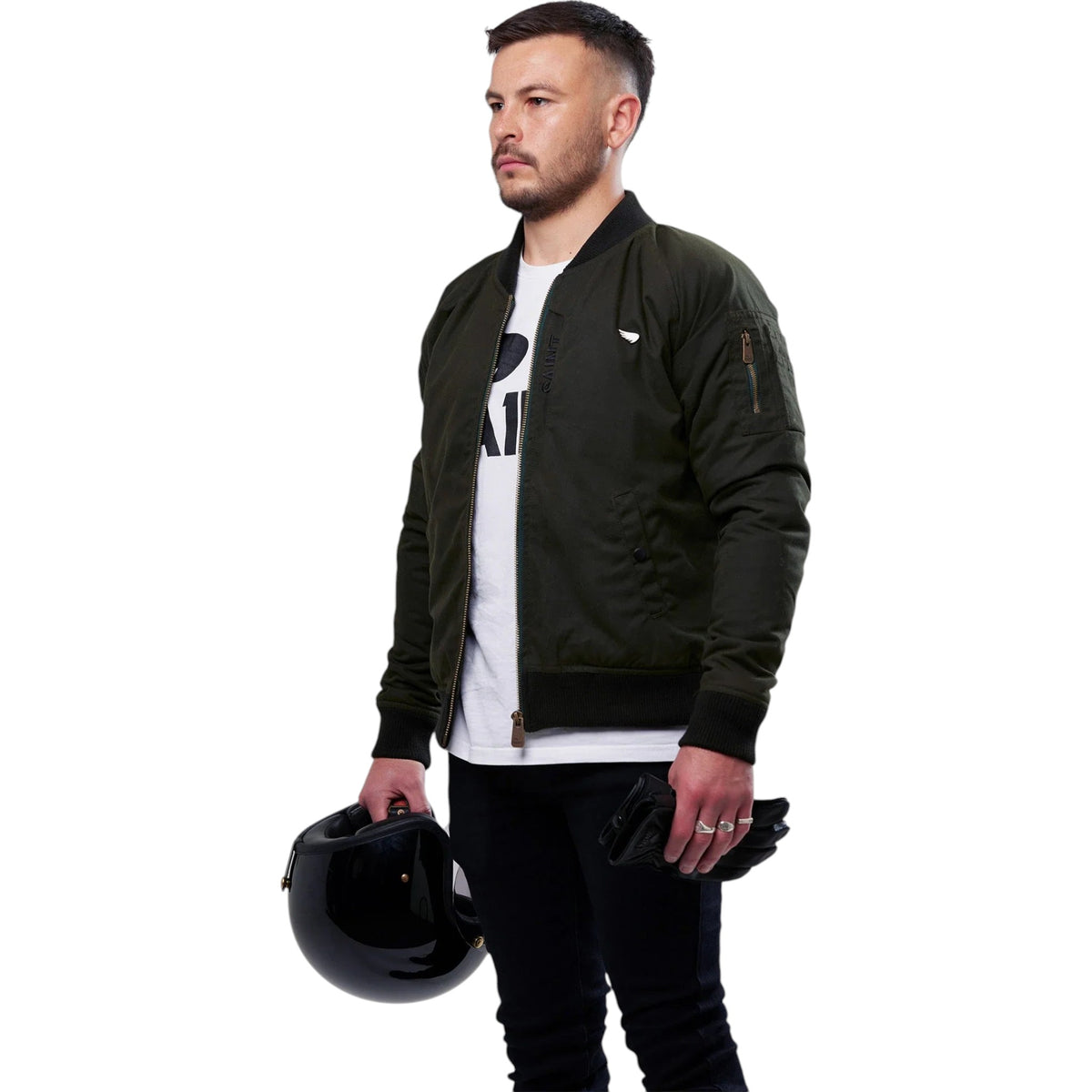 SA1NT Armoured Bomber Jacket - Olive — vista 1