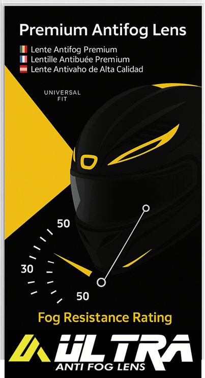 Mica antiempañante ULTRA. Transparente. Mediano. Medidas 263x80mm.