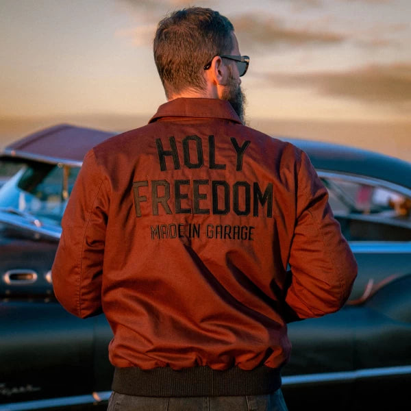 Holyfreedom Burgundy Bomber Jacket — vista 3