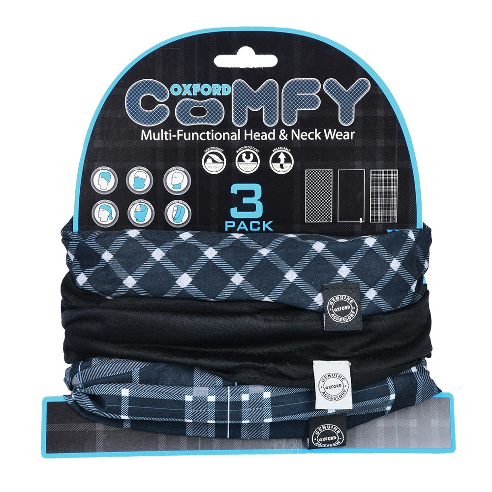 Oxford Comfy 3-Pack – Black / White Tartan