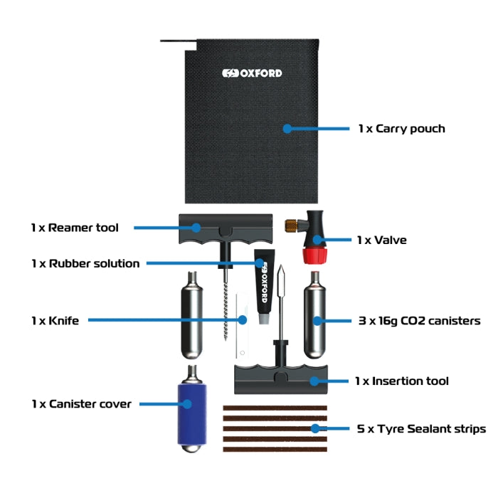 Oxford CO₂ Kit Reparador de llantas