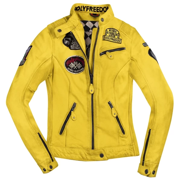 HolyFreedom Woman Leather Yellow Jacket