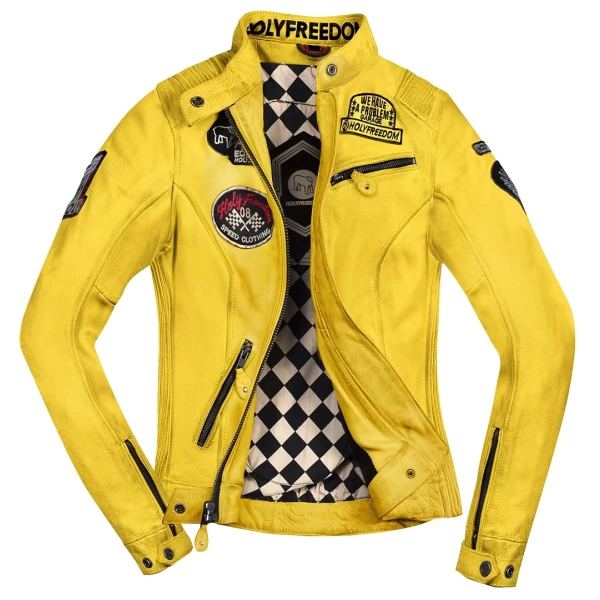 HolyFreedom Woman Leather Yellow Jacket