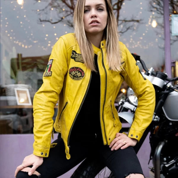 HolyFreedom Woman Leather Yellow Jacket