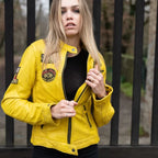HolyFreedom Woman Leather Yellow Jacket